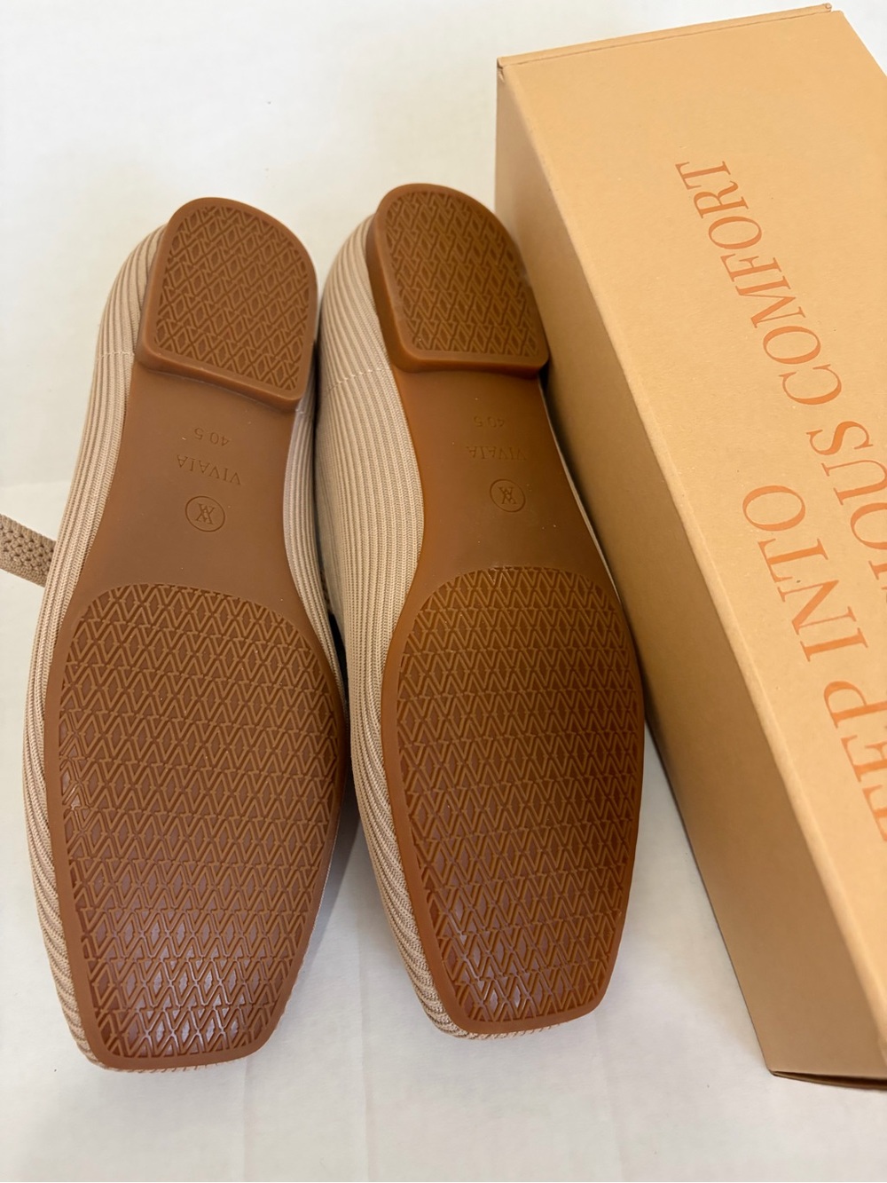 Vivaia Women's Tan Mary Jane Knit Flats - Everyday Comfort - Picture 2 of 3